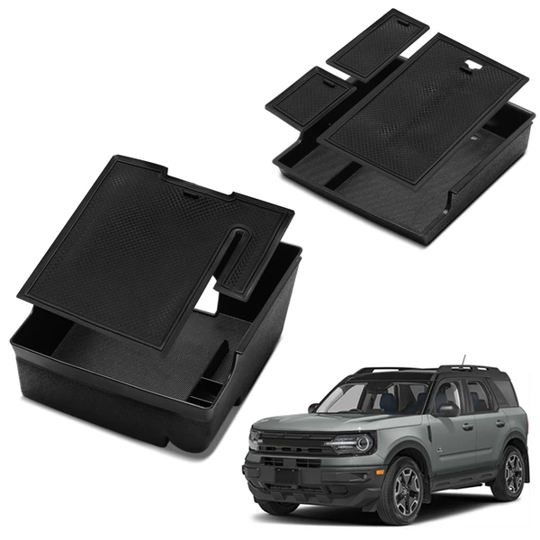 2 Pcs ABS +Rubber Center Console Tray Armrest Storage Box for Ford Bronco 2021-2024