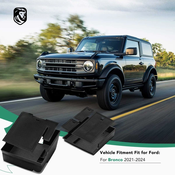 2 Pcs ABS +Rubber Center Console Tray Armrest Storage Box for Ford Bronco 2021-2024