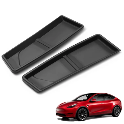 2 Pcs TPE Center Console Dashboard Storage Box Tray
