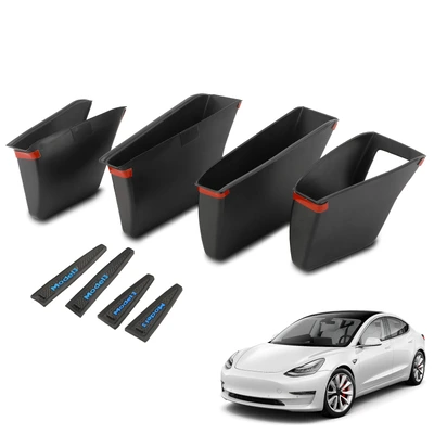 4 Pcs Front & Rear Black Door Storage Box