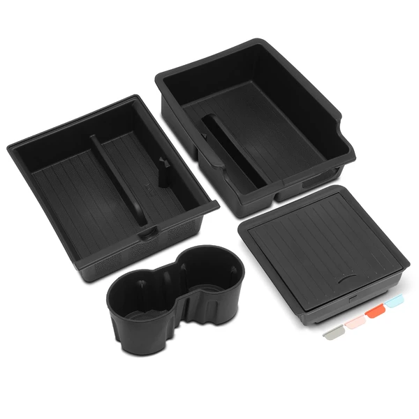 4 Pcs Center Storage Box Holder & Armrest Hidden Box for 2021-2023 Tesla 3
