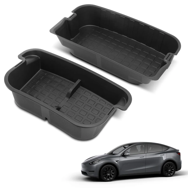 2 Pcs Rear Trunk Layered Storage Box for 2020-2023 Tesla Y