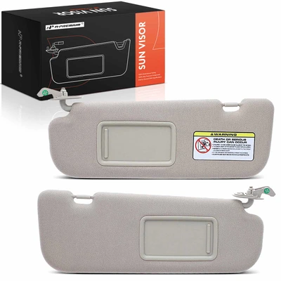 2 Pcs Driver & Passenger Beige Sun Visor with Mirror