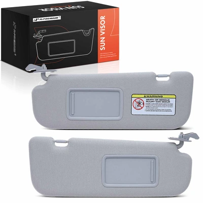 2 Pcs Driver & Passenger Gray Sun Visor with Mirror