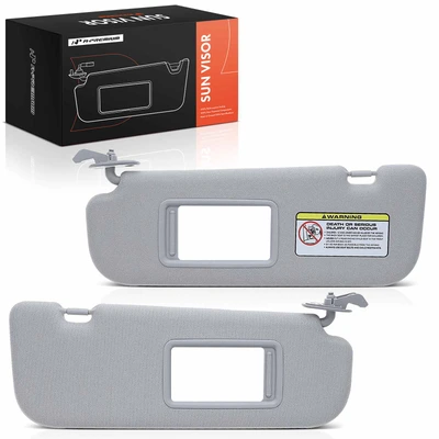 2 Pcs Driver & Passenger Gray Sun Visor with Mirror