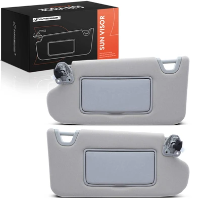 2 Pcs Driver & Passenger Beige Sun Visor with Mirror & Light
