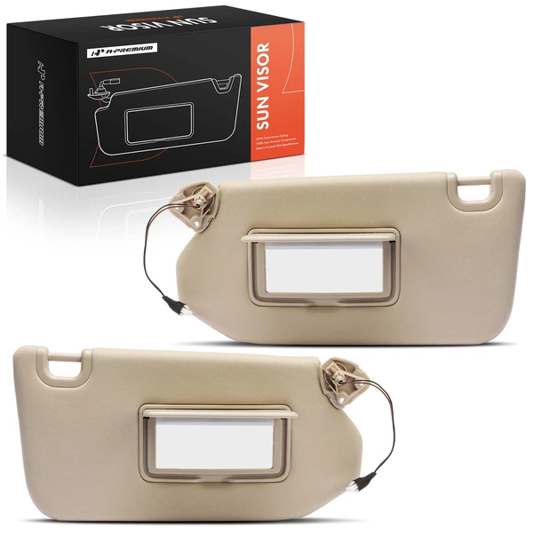 2 Pcs Driver & Passenger Beige Sun Visor with Mirror & Light for Nissan Pathfinder INFINITI