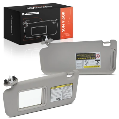 2 Pcs Driver & Passenger Gray Sun Visor with Mirror