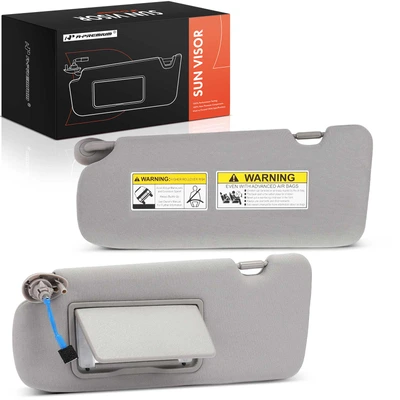 2 Pcs Driver & Passenger Gray Sun Visor with Mirror & Lights