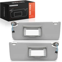 2 Pcs Driver & Passenger Gray Sun Visor with Light & Mirror