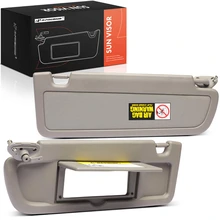 2 Pcs Driver & Passenger Warm Gray Sun Visor with Mirror