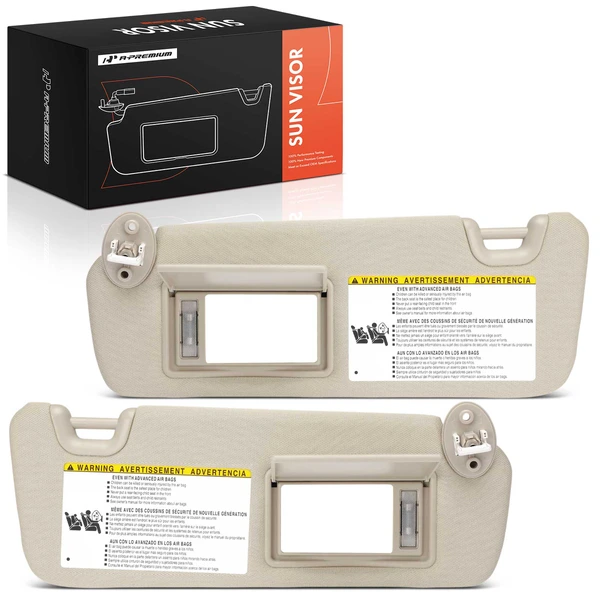 2 Pcs Driver & Passenger Beige Sun Visor with Mirror for Toyota Highlander 2014-2019