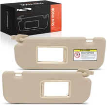 2 Pcs Driver & Passenger Beige Sun Visor with Mirror & Card Holder for 2011-2015 Hyundai Elantra