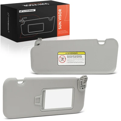 2Pcs Driver & Passenger Gray Sun Visor with Mirror