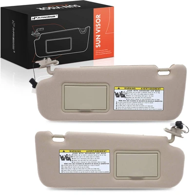 2 Pcs Front Driver & Passenger Beige Sun Visor with Light & Mirror