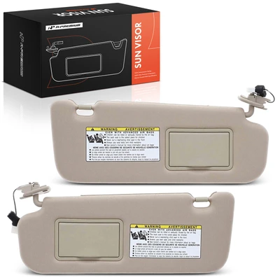 2 Pcs Front Driver & Passenger Beige Sun Visor with Light & Mirror