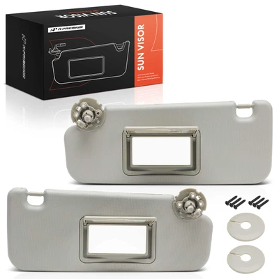 2 Pcs Driver & Passenger Gray Sun Visor with Mirror