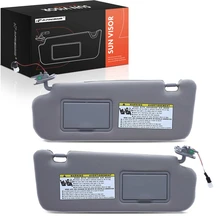 2 Pcs Front Driver & Passenger Gray Sun Visor with Light & Mirror for 2006-2010 Hyundai Sonata