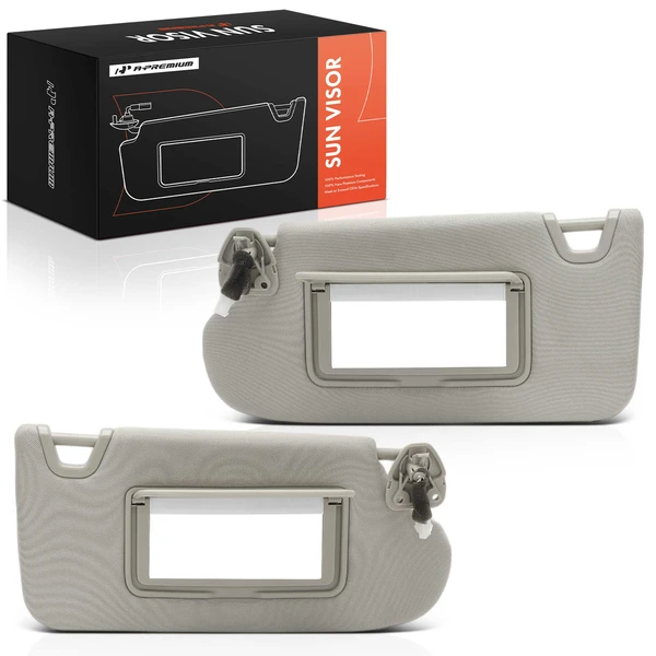 2 Pcs Driver & Passenger Gray Sun Visor with Light & Mirror for 2013-2018 Nissan Altima