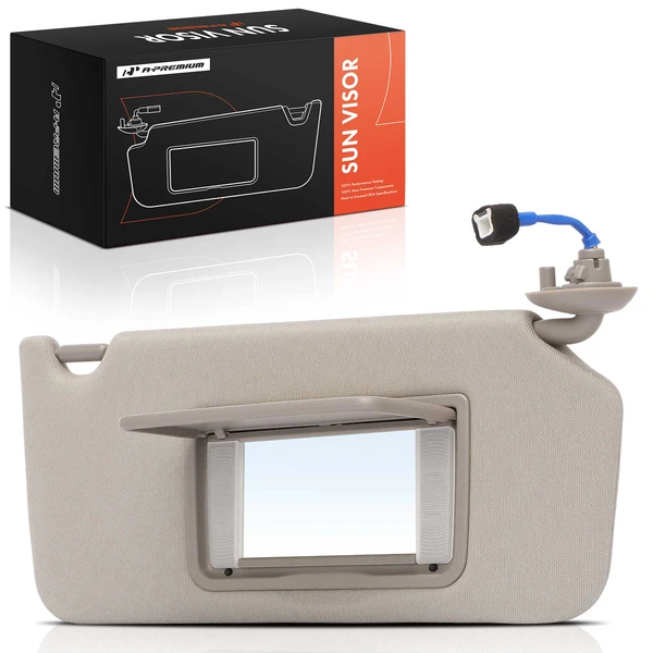 Passenger Warm Gray Sun Visor with Mirror & Lights for Honda Accord 2012