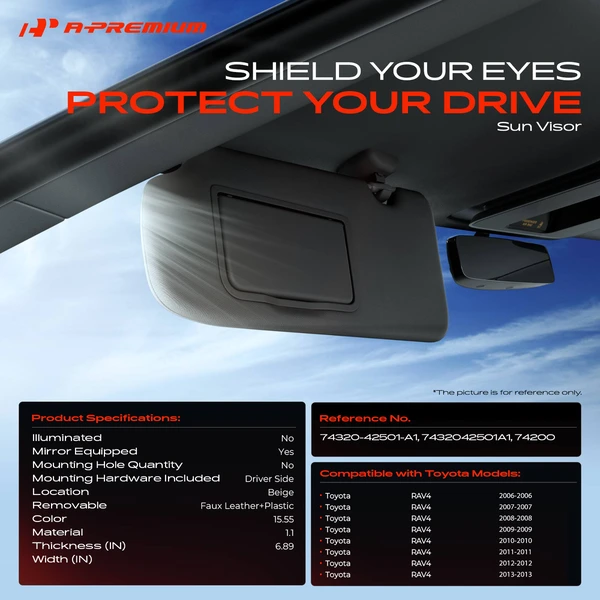 A-Premium APSVR005 Sun Visor Left Driver Side