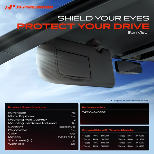 A-Premium APSVR057 Sun Visor Front Right Passenger Side