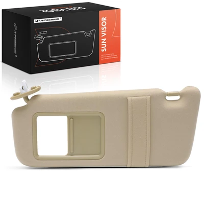 Driver Beige Sun Visor with Light & Mirror