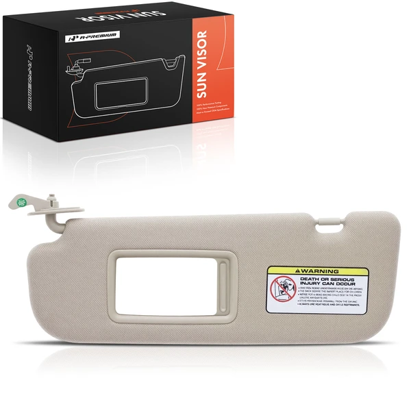 Driver Beige Sun Visor with Mirror & Card Holder for 2011-2015 Hyundai Elantra