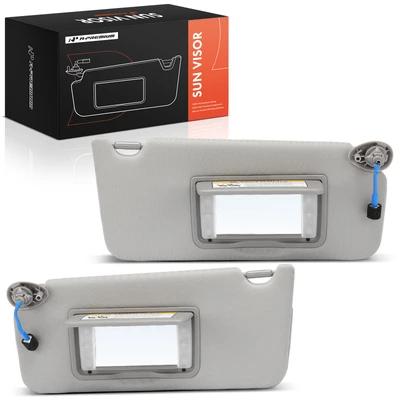 2 Pcs Driver & Passenger Warm Gray Sun Visor with Mirror & Lights