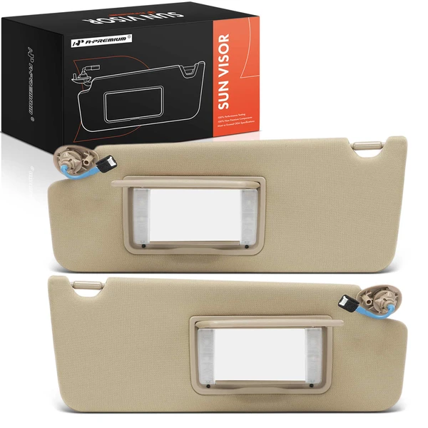 2 Pcs Driver & Passenger Beige Sun Visor with Light & Mirror for Honda Pilot 2016-2022