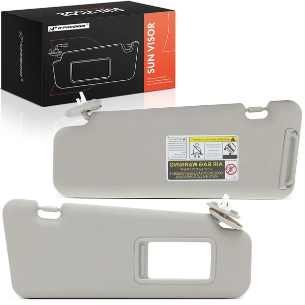 2 Pcs Front Extendable Gray Sun Visor with Mirror for 2008-2013 Toyota Highlander