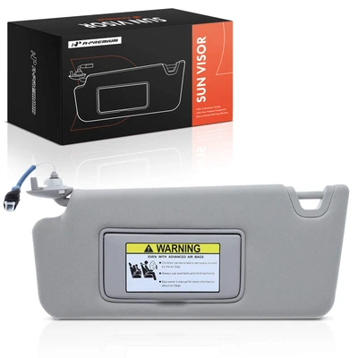 Front Driver Gray Sun Visor With Light & Mirror