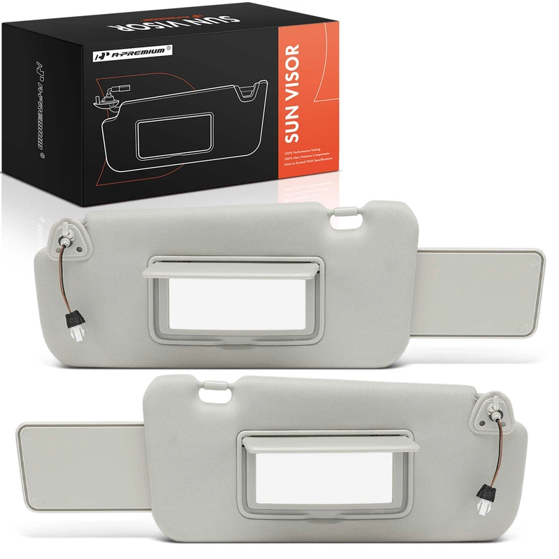 2 Pcs Front Gray Extendable Sun Visor with Mirror & Light for 2009-2014 Nissan Murano
