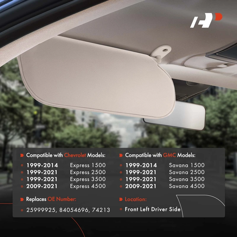 Driver Beige Sun Visor for Chevrolet Express 2500 GMC Savana 2500 1999-2021