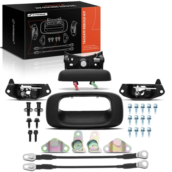 Metal Tailgate Hardware Rebuild Kit with Cable for 2001-2006 Chevrolet Silverado 2500 HD