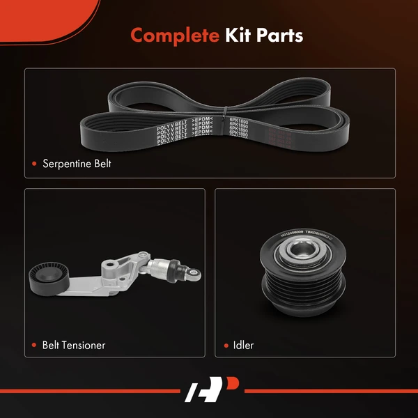 3 Pcs Serpentine Belt Drive Component Kit for Toyota Corolla Matrix 03-08 Celica