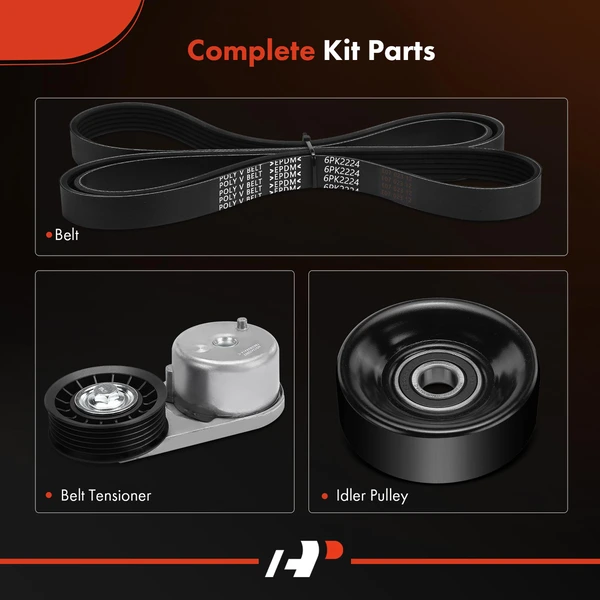 3 Pcs Serpentine Belt Drive Component Kit for Ford Mustang 2005-2010 V6 4.0L GAS