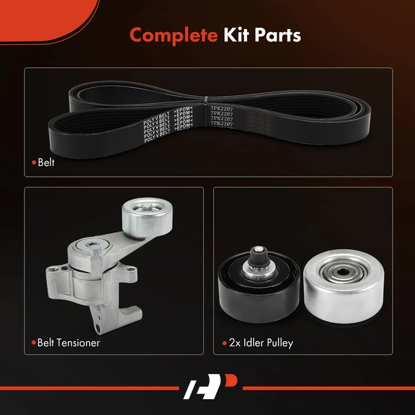 4 Pcs Serpentine Belt Drive Component Kit for Toyota 4Runner 2010 Tacoma L4 2.7L