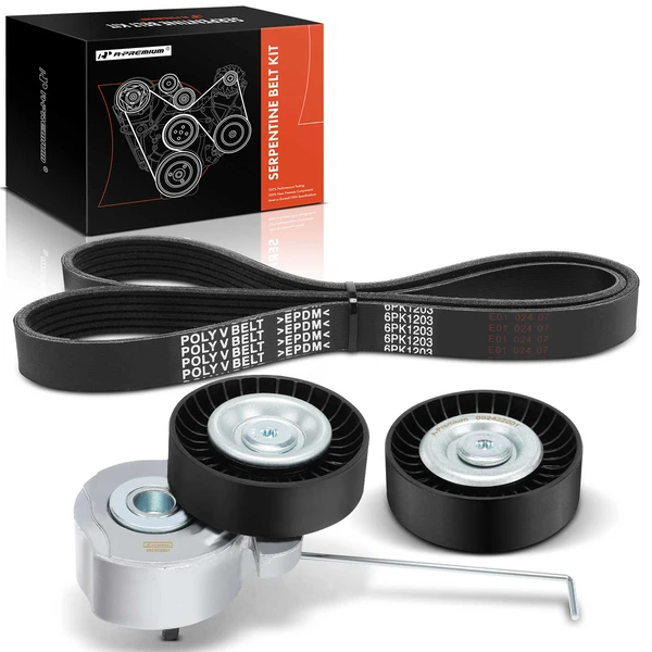 3 Pcs Serpentine Belt Drive Component Kit for Volvo S60 2011-2013 XC70 2008-2015