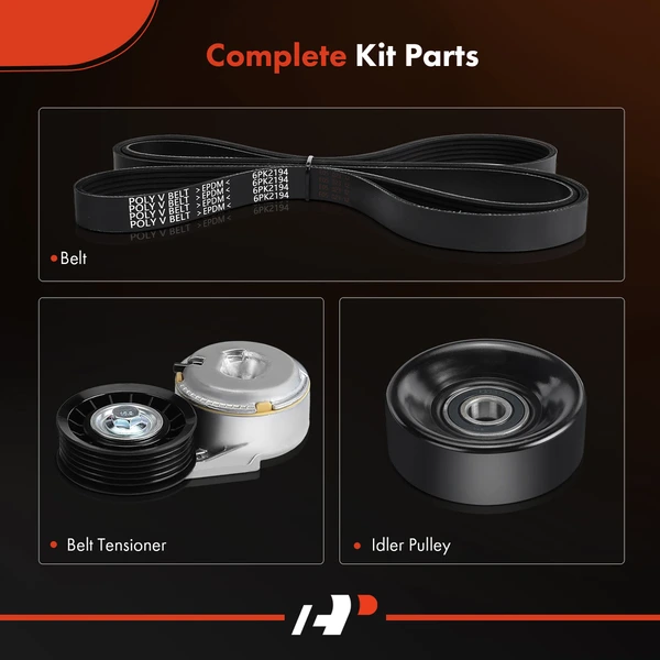 3 Pcs Serpentine Belt Drive Component Kit for Ford Explorer Mercury V6 4.0L GAS