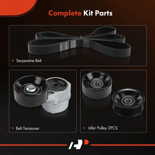 4 Pcs Serpentine Belt Drive Component Kit for Ford E-350 Econoline F-250 F-350 7.3L