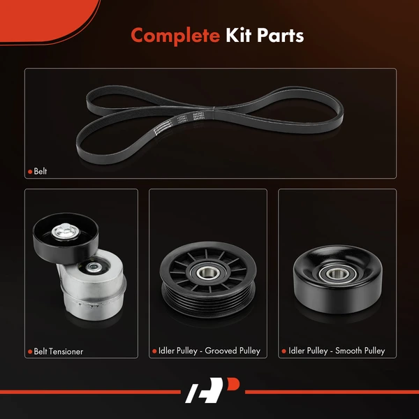 4 Pcs Serpentine Belt Drive Component Kit for Ford F-150 E-150 E-250 Econoline