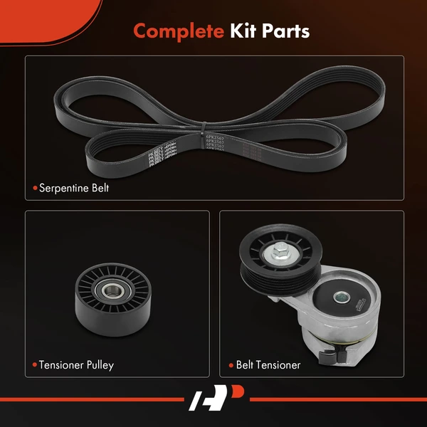 3 Pcs Serpentine Belt Drive Component Kit for Ford Taurus 91-94 Lincoln Continental