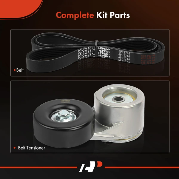 2 Pcs Serpentine Belt Drive Component Kit for Ford F-250 1988-1996 F-350 V8 7.5L