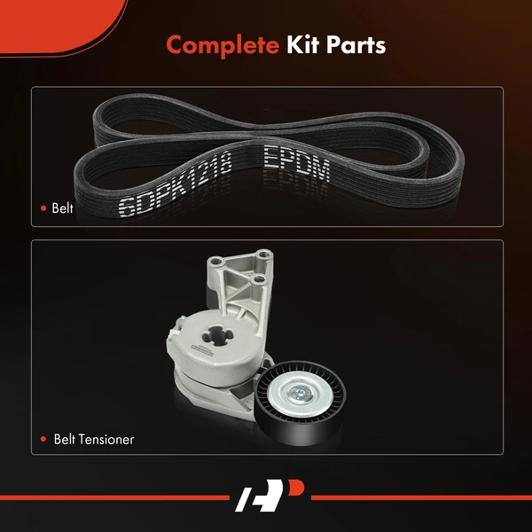 2 Pcs Serpentine Belt Drive Component Kit for Volkswagen Beetle 98-05 2.0L1.8L