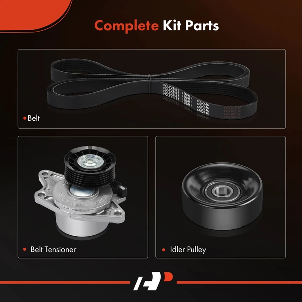 3 Pcs Serpentine Belt Drive Component Kit for Ford Windstar 1999-2003 V6 3.8L GAS