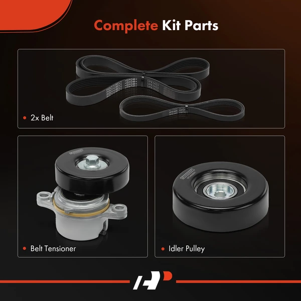 4 Pcs Serpentine Belt Drive Component Kit for Chevrolet Tracker 1999-2003 Suzuki