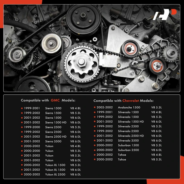 3 Pcs Serpentine Belt Drive Component Kit for Chevrolet Silverado 1500 HD 2500 GMC