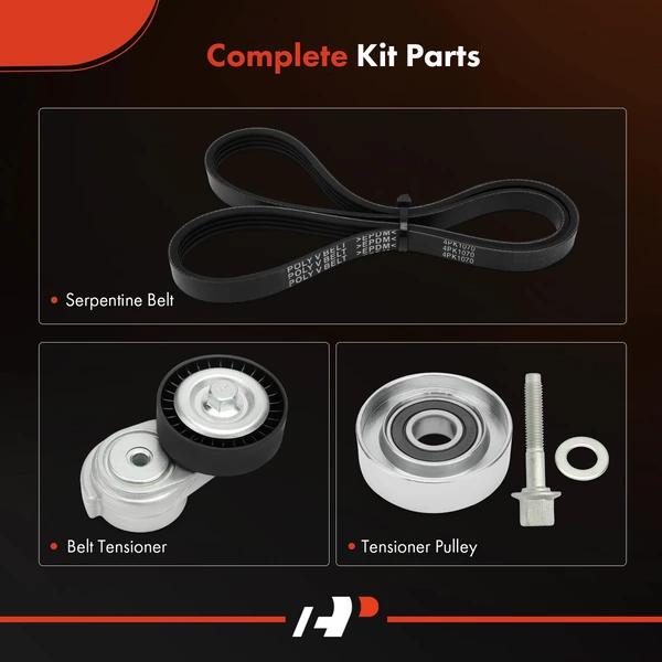 3 Pcs Air Conditioning Serpentine Belt Drive Component Kit for Chevy Corvette