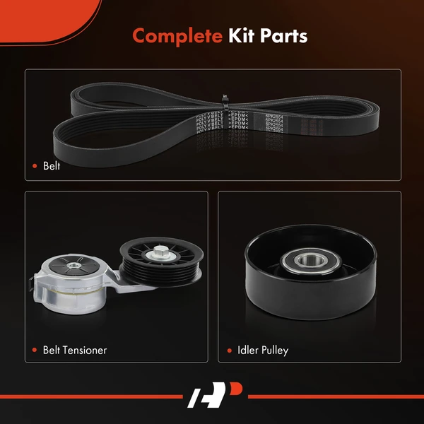 3 Pcs Serpentine Belt Drive Component Kit for Chevy GMC C2500 C3500 K2500